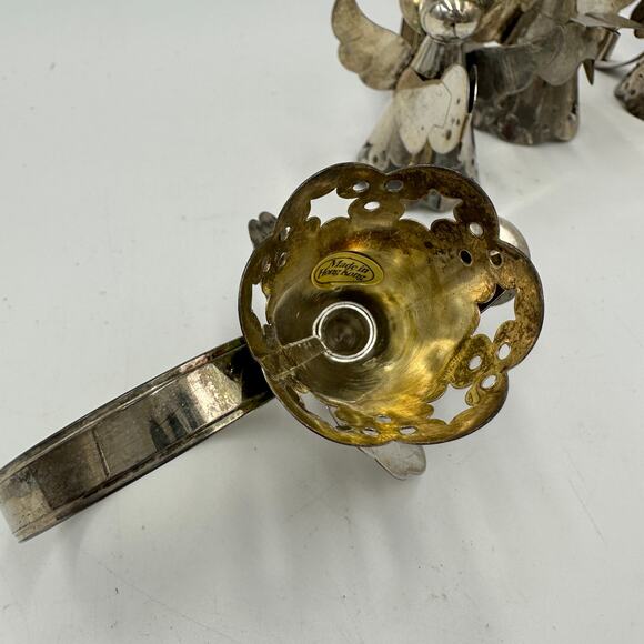 Vintage Silver Plate Christmas Angel Napkin Rings 1.5" Table Decor Set of 4 - Picture 7 of 9